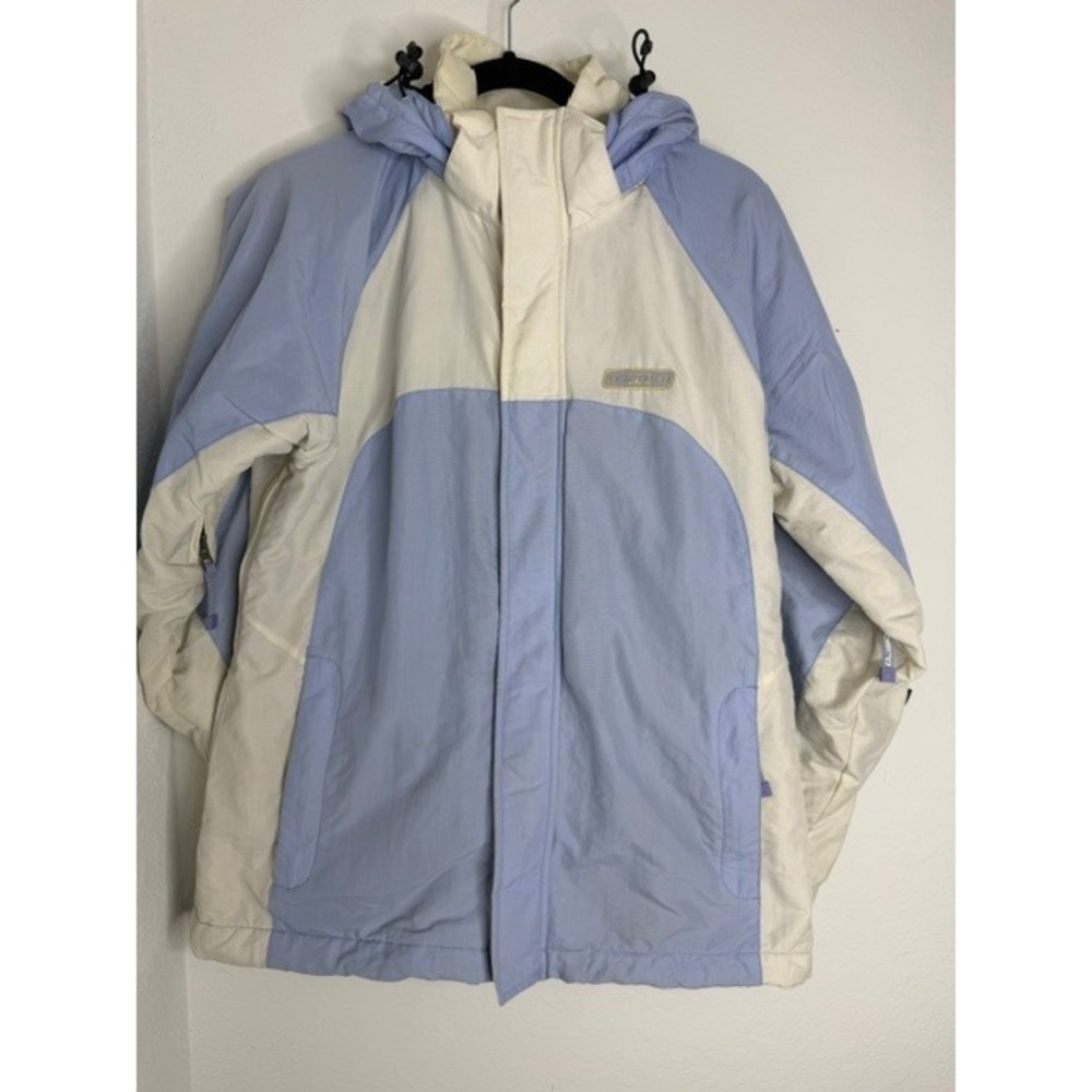 Aero Quality Outerwear Women Blue Cream Hooded Ski Jacket Insulated Size M